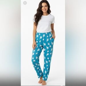 Blue Pajama Pants With Lamas Size Small